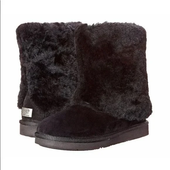 UGG Shoes Ugg Patten Black Suede Shearling Cuff Women